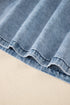 Beau Blue Mineral Wash Denim Frayed U Neck Sleeveless Top